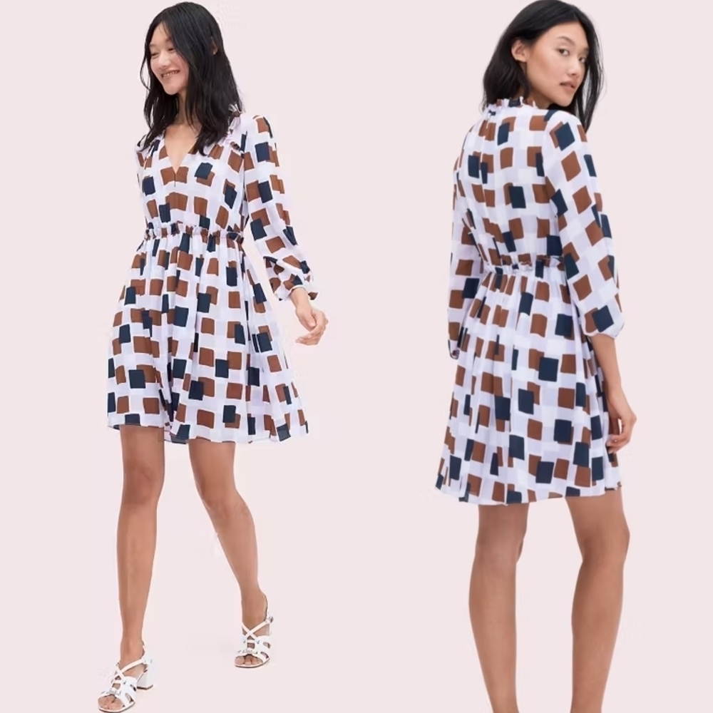 Kate Spade Lilac Geo Squares Mini Dress, Size 6
